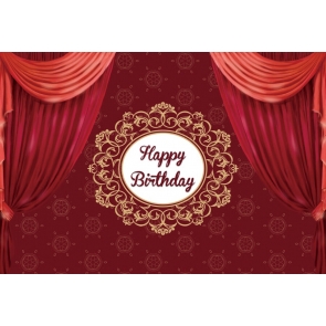 Red Curtain Theme Happy Birthday Backdrop Party Photography Background