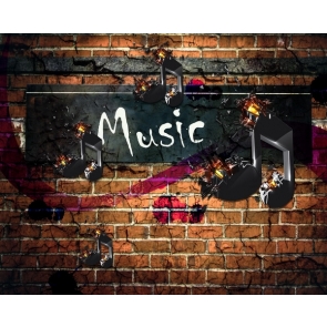 Vintage Bricks Wall Music Party Backdrop Video Photography Background Decoration Prop