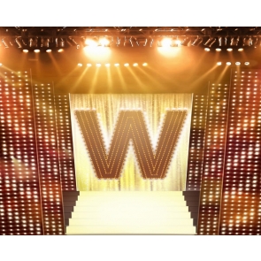 Gold Glitter Shine Letter W Stage Backdrop Video Photography Background Decoration Prop