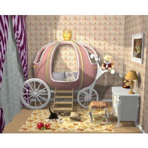 Lovely Cartoon Bed Kid Bedroom Backdrop Video Background Photography Decoration Prop