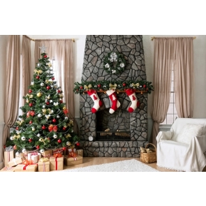 Christmas Tree Socks Gifts Indoor Photo Drop Background