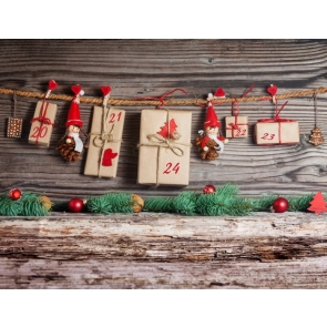 Christmas Cards Hanging on Rope Wood Background Picture Backdrop  