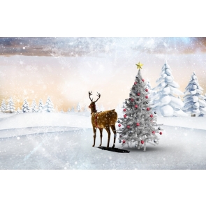 Winter White Snow Christmas Tree David's Deer Picture Camera Backdrops