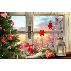 Glass Wood Window Christmas Tree Christmas Photography Backdrops