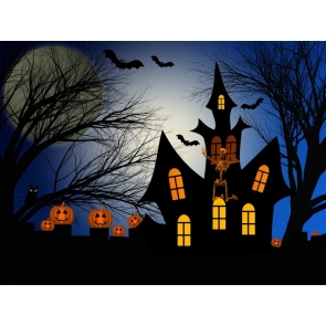 Pumpkin Bat Theme Outdoor Halloween Party Backdrop