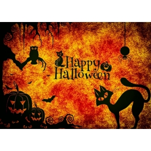 Spooky Black Bat Pumpkin Theme Halloween Party Backdrop Decorations Background