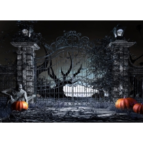 Grey Skeleton Skull Ghost Pumpkin Halloween Party Backdrop Decoration Prop