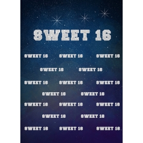 Blue Sweet 16th Backdrop Happy birthday Party Background