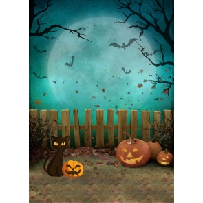 Under The Blue Moon Pumpkin Halloween Baby Shower Birthday Party Backdrop Decoration Prop Studio Photography Background