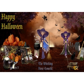 Witching Hour Cometh Halloween Party Backdrop Stage Photography Background  Decoration Prop