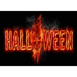 Red Flame Skeleton Skull Halloween Poster Backdrop Decoration Prop