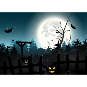 Dark Forest Scary Pumpkin Halloween Banners Backdrop Stage Studio Decoration Prop 