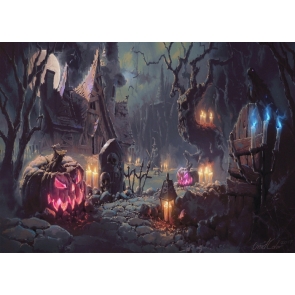 Terrifying Scary Ruined Forest Pumpkin Halloween Backdrop Stage Studio Photography Background  Decoration Prop
