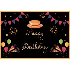 Top Hat Banner Theme Men Happy Birthday Backdrop Party Photography Background Decorations Props