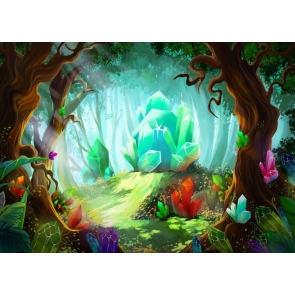 Cartoon Crystal Forest Children Birthday Party Backdrop Studio Photography Background