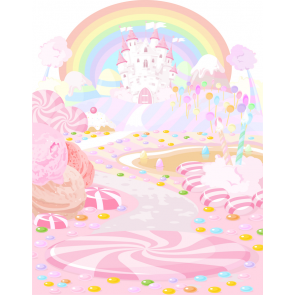 Cartoon Candyland Backdrop Castle Rainbow Children Birthday Photography Background