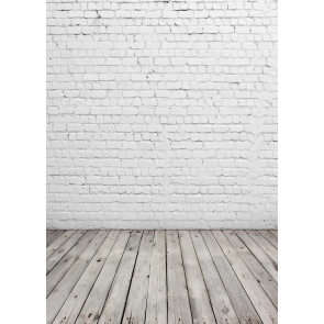 White Brick Wall Backdrop Wood Floor Studio Photography Background