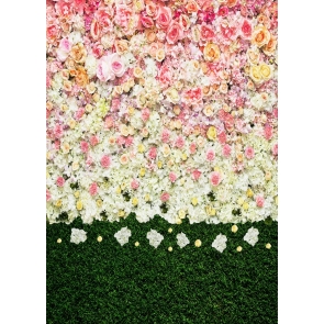 Personalized Flower Wall  Backdrop Green Grass Stitching Wedding Party Background