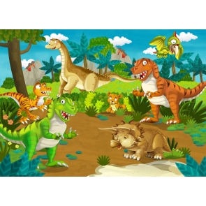 Cartoon Dinosaur Theme Backdrop Children Birthday Party Party Photography Background