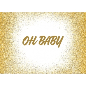 Gold Glitter Oh Baby Shower Birthday Backdrop Photography Background