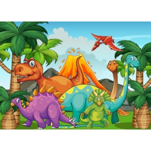 Cartoon Dinosaur Theme Backdrop Newborn Baby Shower  Photography Background