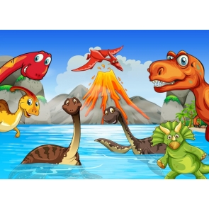 Children Birthday Party Party Cartoon Dinosaur Theme Backdrop Photography Background