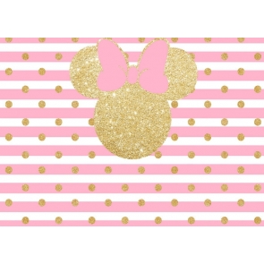 Gold Glitter Dots Pink Stripe Birthday Backdrop Baby Shower Photography Background