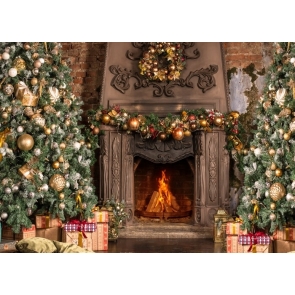 Magic Academy Fireplace Christmas Tree Backdrop Photography Background