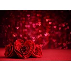 Glitter Bokeh Red Heart Love Theme Rose Valentines Day Backdrop Wedding Background 