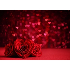 Glitter Bokeh Red Heart Love Theme Rose Valentines Day Backdrop Wedding Background 