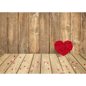 Red Heart Rose Love Theme Wedding Background Valentines Day Wood Backdrop