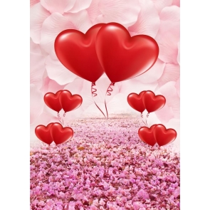 Cherry Blossoms Love Red Heart Wedding Photography Background Valentines Day Backdrop