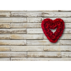 Red Rose Flower Wood Backdrop Valentines Day Photography Background