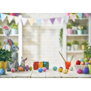 Painting Eggs Bunting Child Baby Birthday Party Backdrop