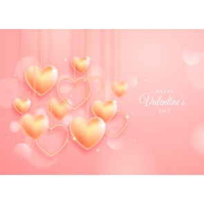 Love Gold Heart Happy Valentines Day Backdrop Photography Background