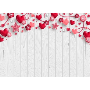 Red Heart Love Wood Wedding Backdrop Valentines Day Photography Background