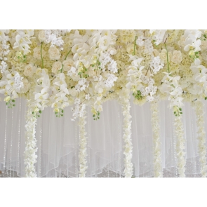 White Flower Wall Wedding Backdrop Bridal Shower Photography Background