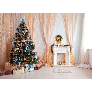 Christmas Tree Fireplace Party Background Christmas Backdrops For Stage