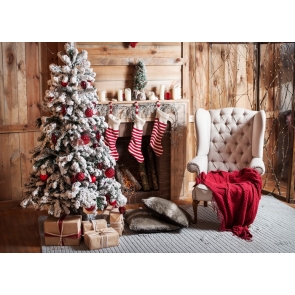 Wood Wall Christmas Tree Background Christmas Backdrop For Photography