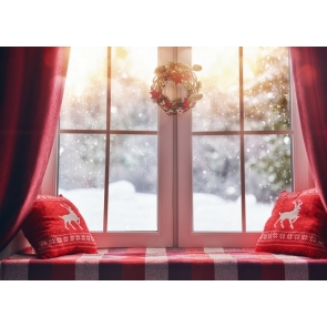 Transparent Glass Window Christmas Backdrops Stage Photography Background