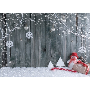 Wood Wall Background Snowflake Christmas Backdrop For Photography