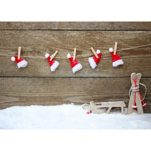 Christmas Hat Wood Wall Photography Background Christmas Backdrop