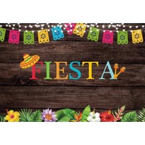 Mexican Element Wood Fiesta Party Backdrop Carnival Background