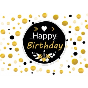 Gold Glitter Dots Happy Birthday Backdrop Decorations Photography Background