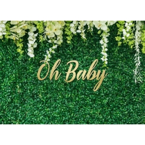 Green Grass Oh Baby Shower Backdrop Photography Background