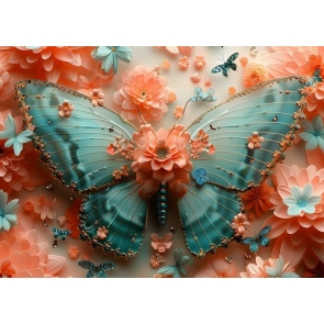 Butterfly Floral Backdrop For Birthday Baby Shower Wedding Party Photography Photobooth Props