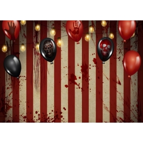 Scary Skull Skeleton Balloons Blood Hand Dripping Blood Lights Red Halloween Backdrop