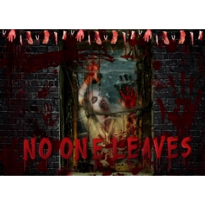 Dripping Blood Window Spooky Terror Zombie SceneHalloween Backdrop 