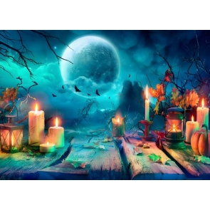 Full Moon Wooded Plank Halloween Backdrop Party Decorations Background