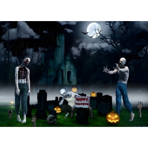 Spooky Dripping Terror Zombie Scene Halloween Backdrop
